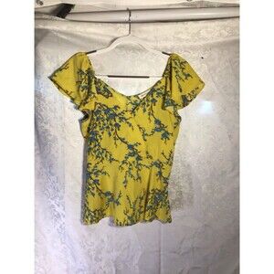 Vintage Monteau Babydoll Peplum Top,Size Large ,Elastic Waist, Ruffle Sleeve